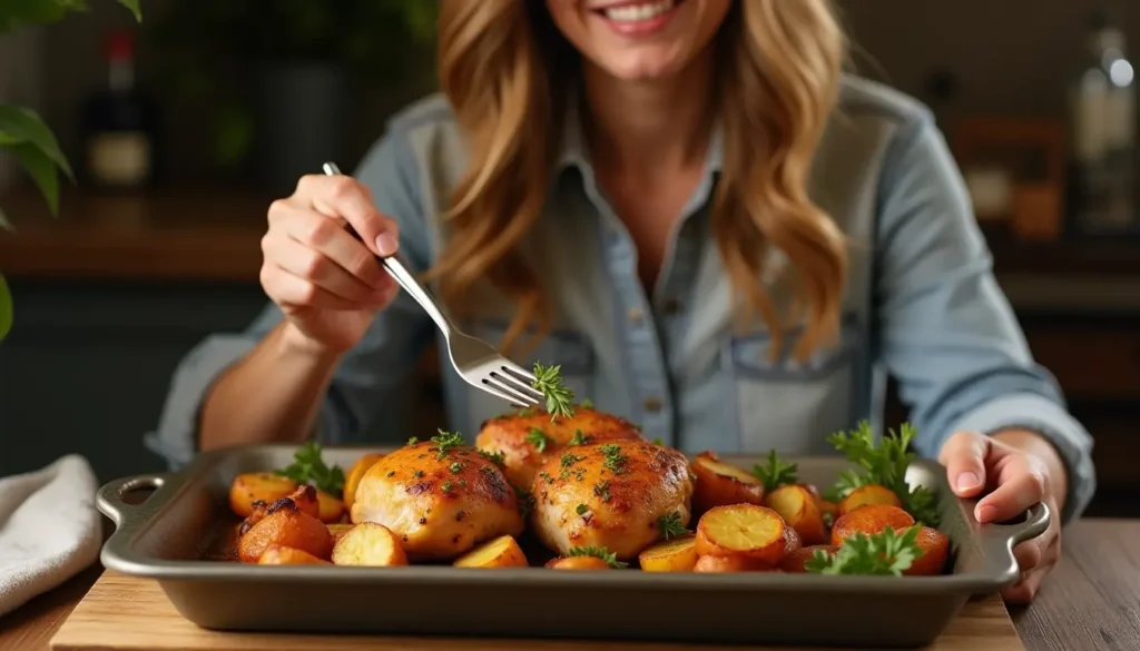 baked chicken thighs and potatoes