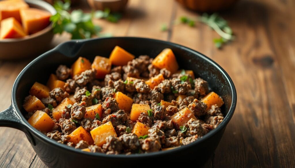 easy sweet potato and ground beef skillet easy sweet potato and ground beef skillet