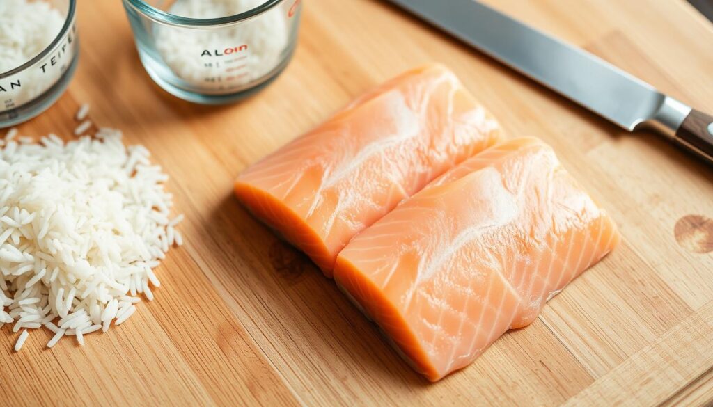 salmon and rice preparation